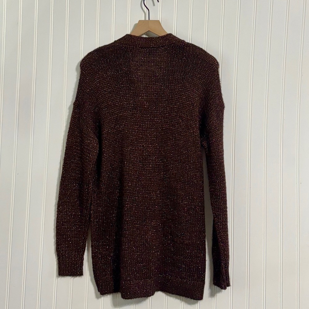 Ann Taylor Cardigan Sweater S NWT Bronze Metallic Office Siren Shimmer Knit Boho - Picture 3 of 9